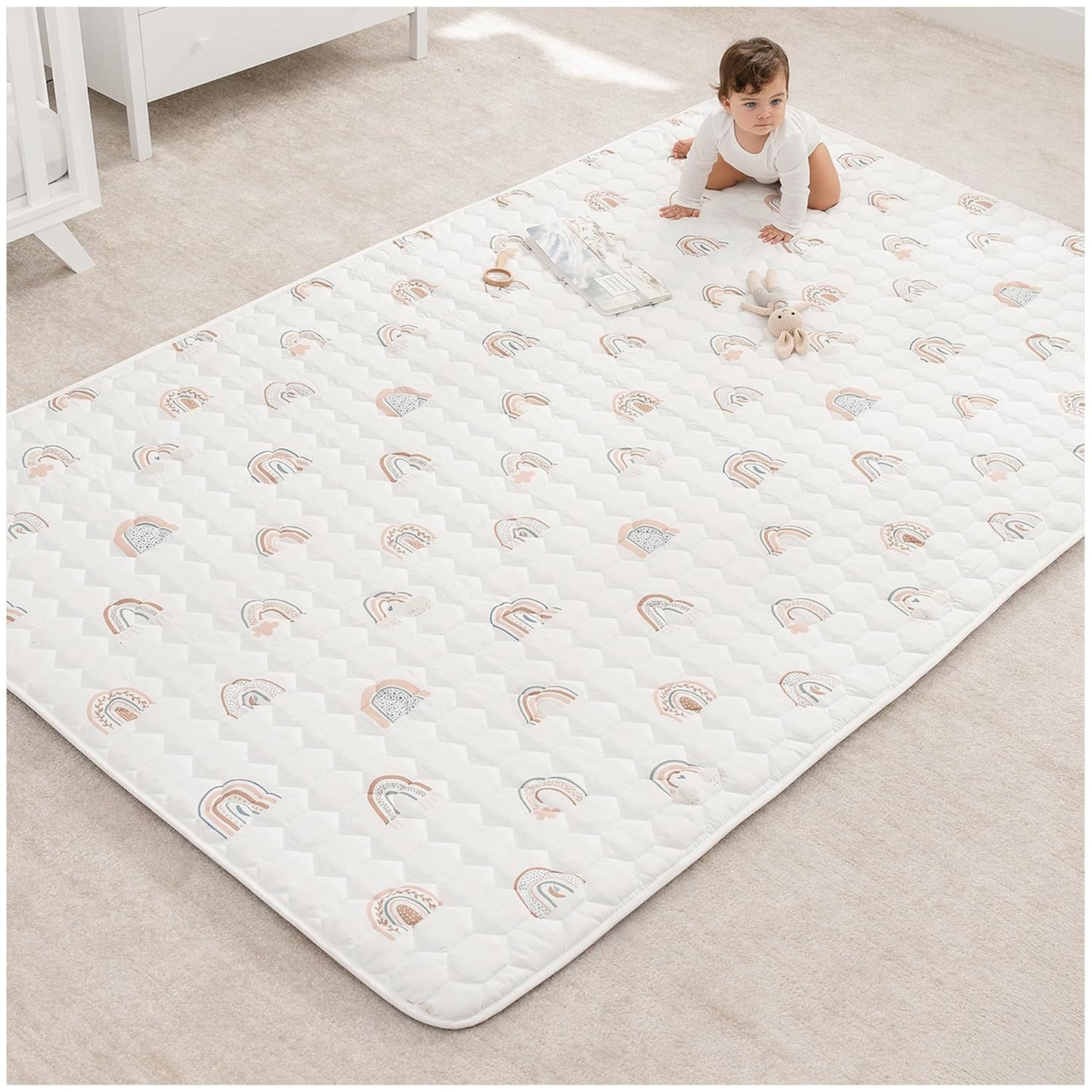 Comfy Cubs Rectangle Kids Play Mat - Soft Quilted Baby Mat