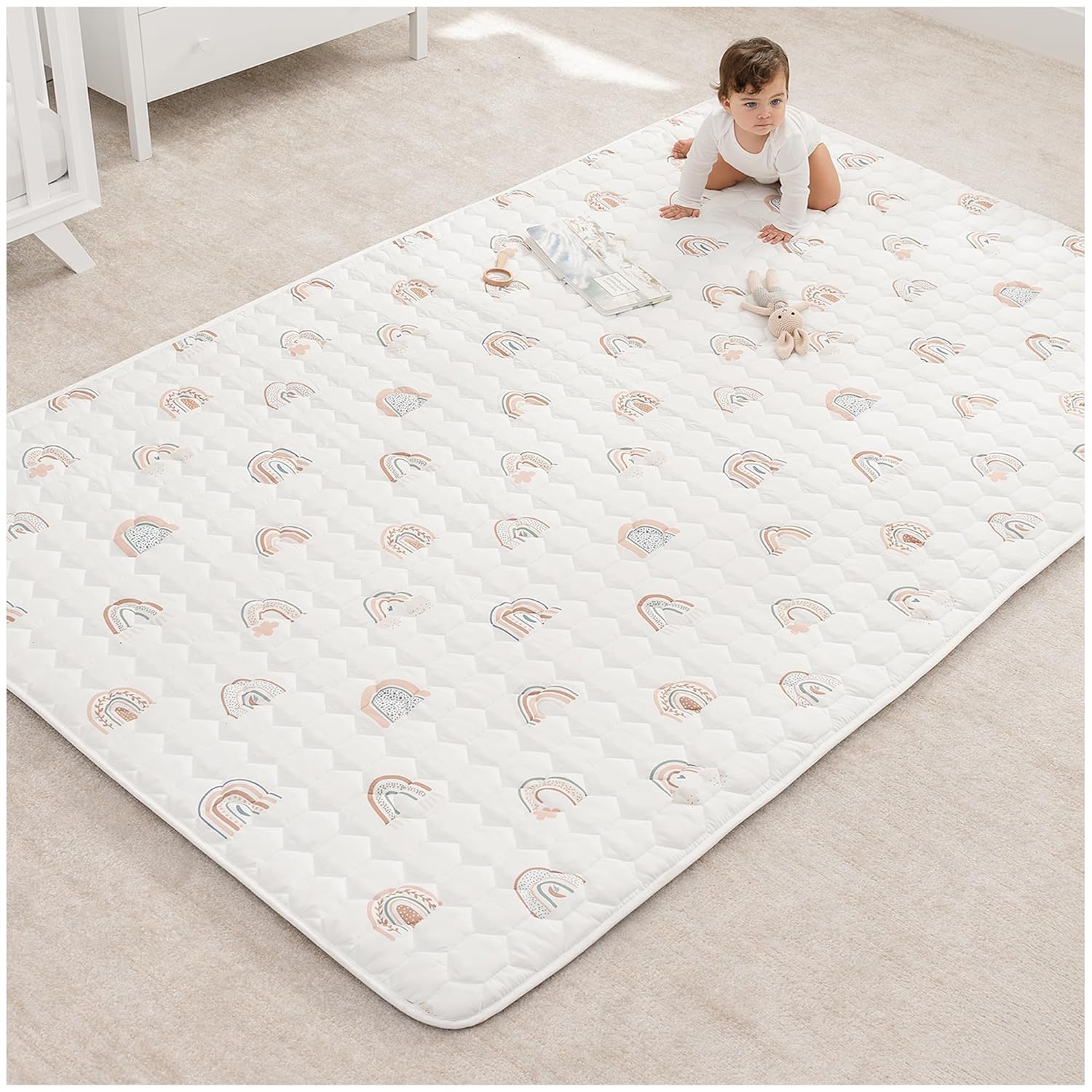Comfy Cubs Rectangle Kids Play Mat - Soft Quilted Baby Mat