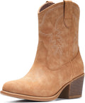 Cowgirl Ankle Boots for Women Wide Mid Calf Pointed Toe - IXU