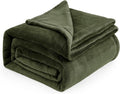 Bedsure Fleece Blanket Queen Olive Green - Soft Lightweight Plush