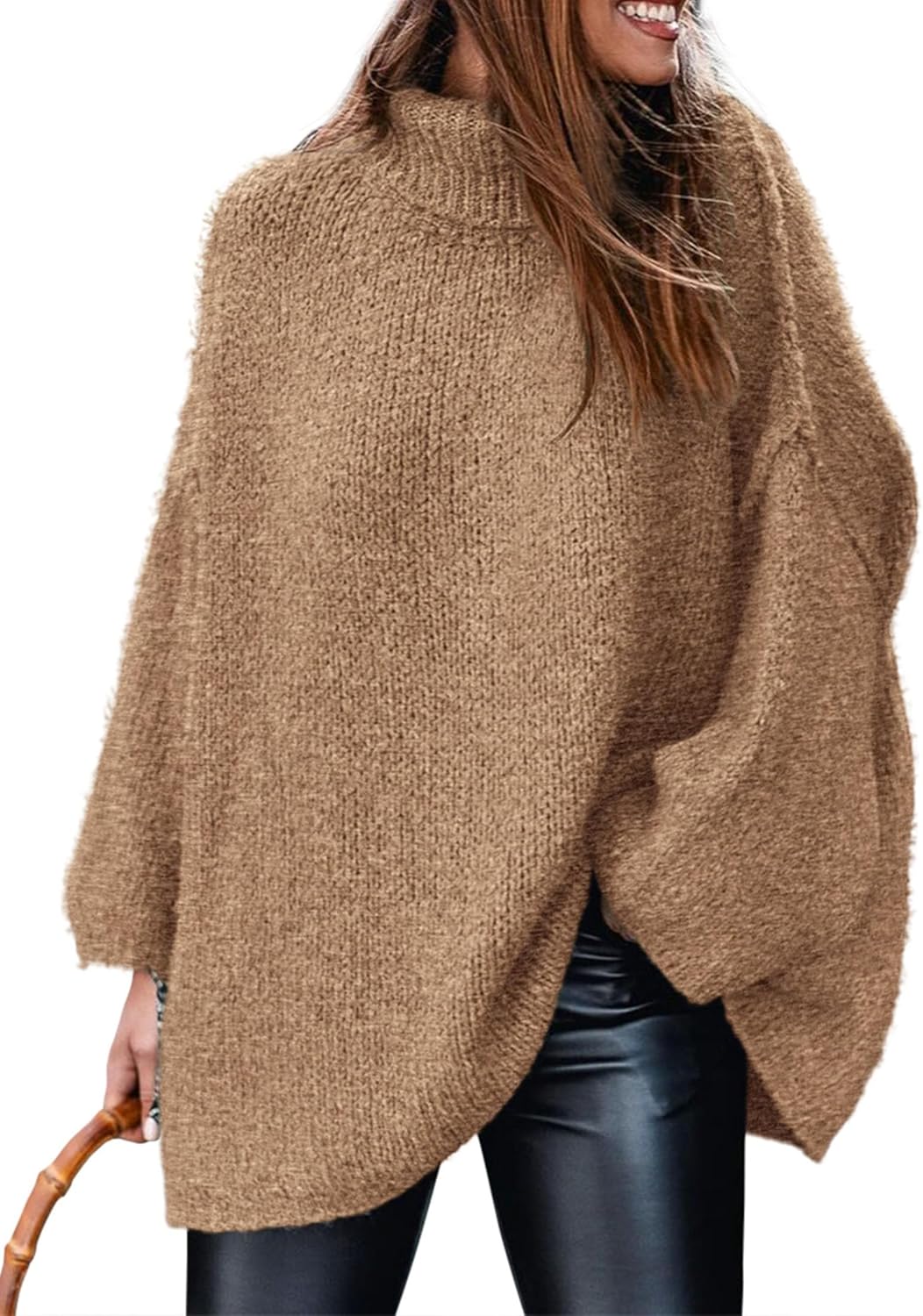 PRETTYGARDEN Women's Turtleneck Oversized Chunky Knit Sweater