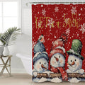 Red Snowman Christmas Shower Curtain Set - 72ft x 72ft Holiday