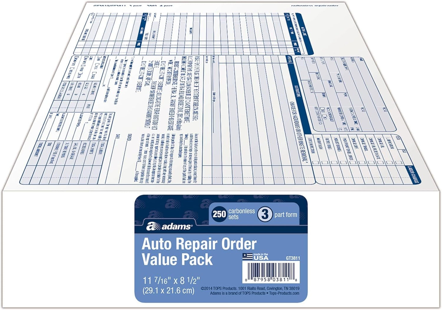 Adams Garage Repair Order Forms, 3-Part, 250 Count, 8.5 x 11 in