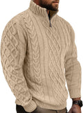Comdecevis Mens Quarter Zip Cable Knit Mock Neck Sweater - Versatile