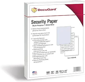 DocuGard Advanced Blue Security Paper for Fraud Protection