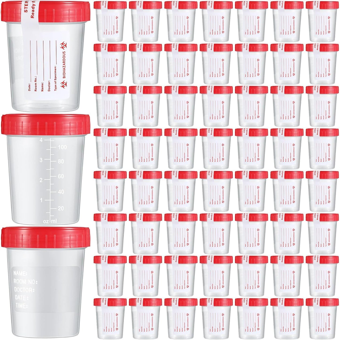 200 Disposable Urine Specimen Cups with Lids for Testing