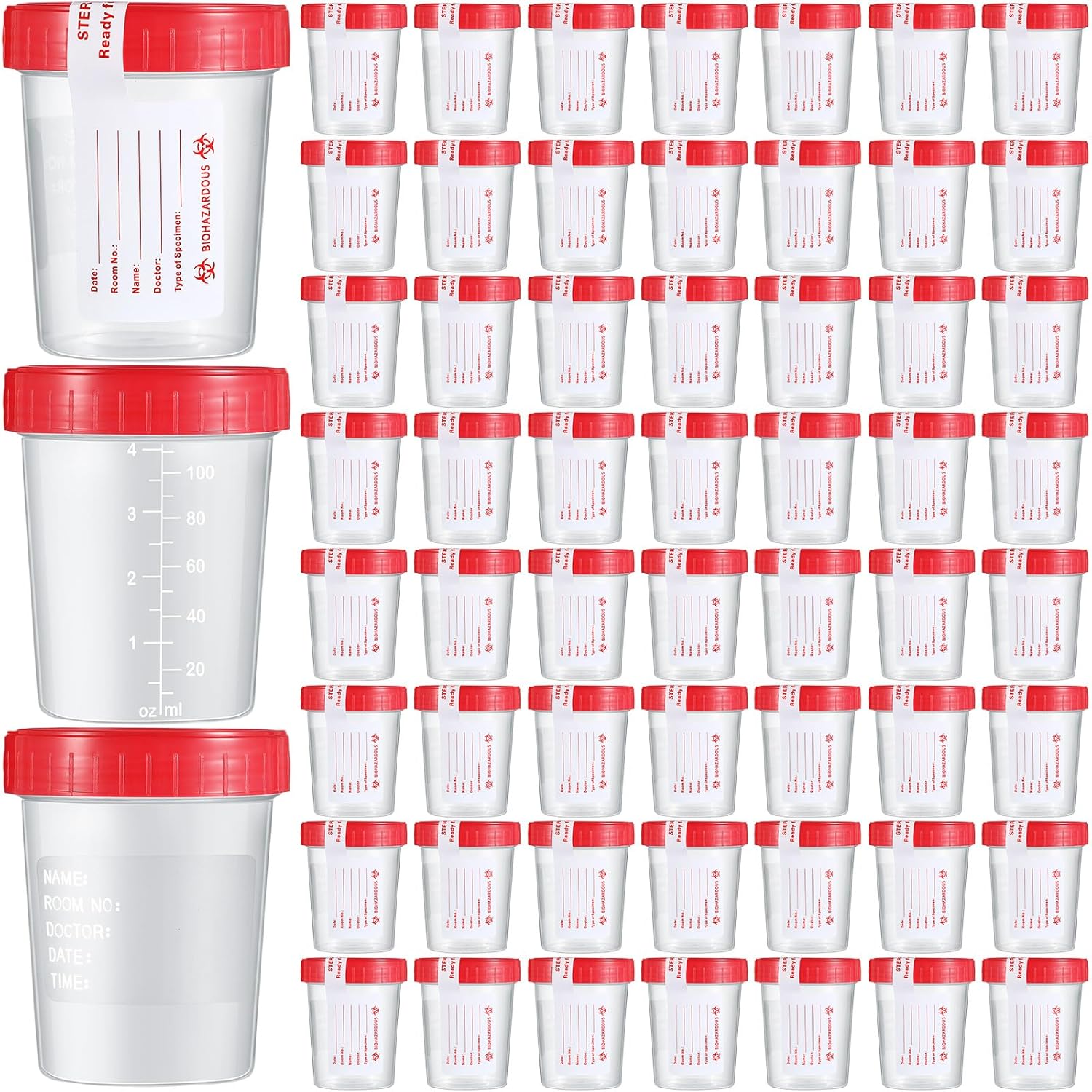 200 Disposable Urine Specimen Cups with Lids for Testing