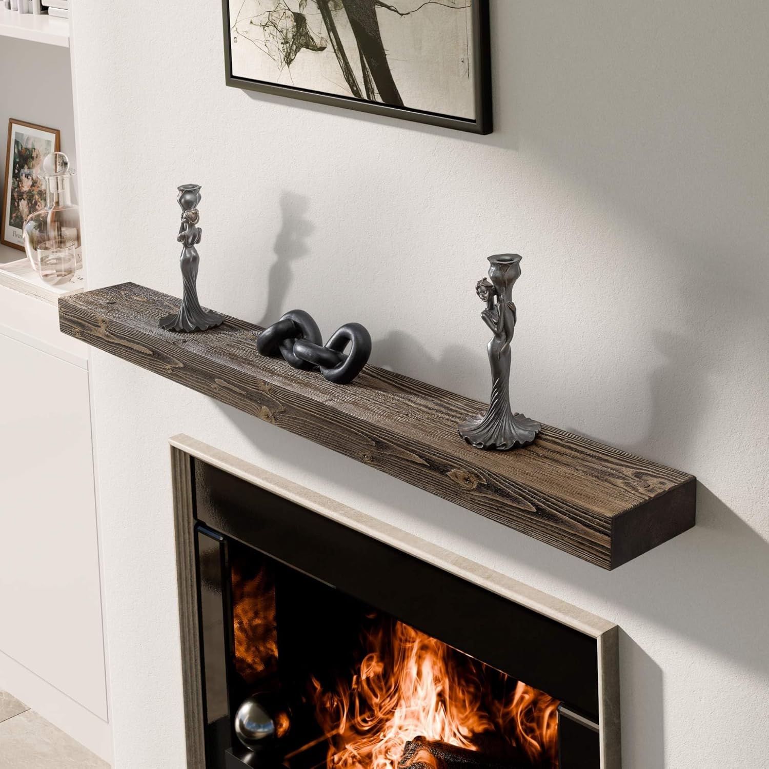 BoscoMondo Solid Wood Fireplace Mantel Shelf for Living Room