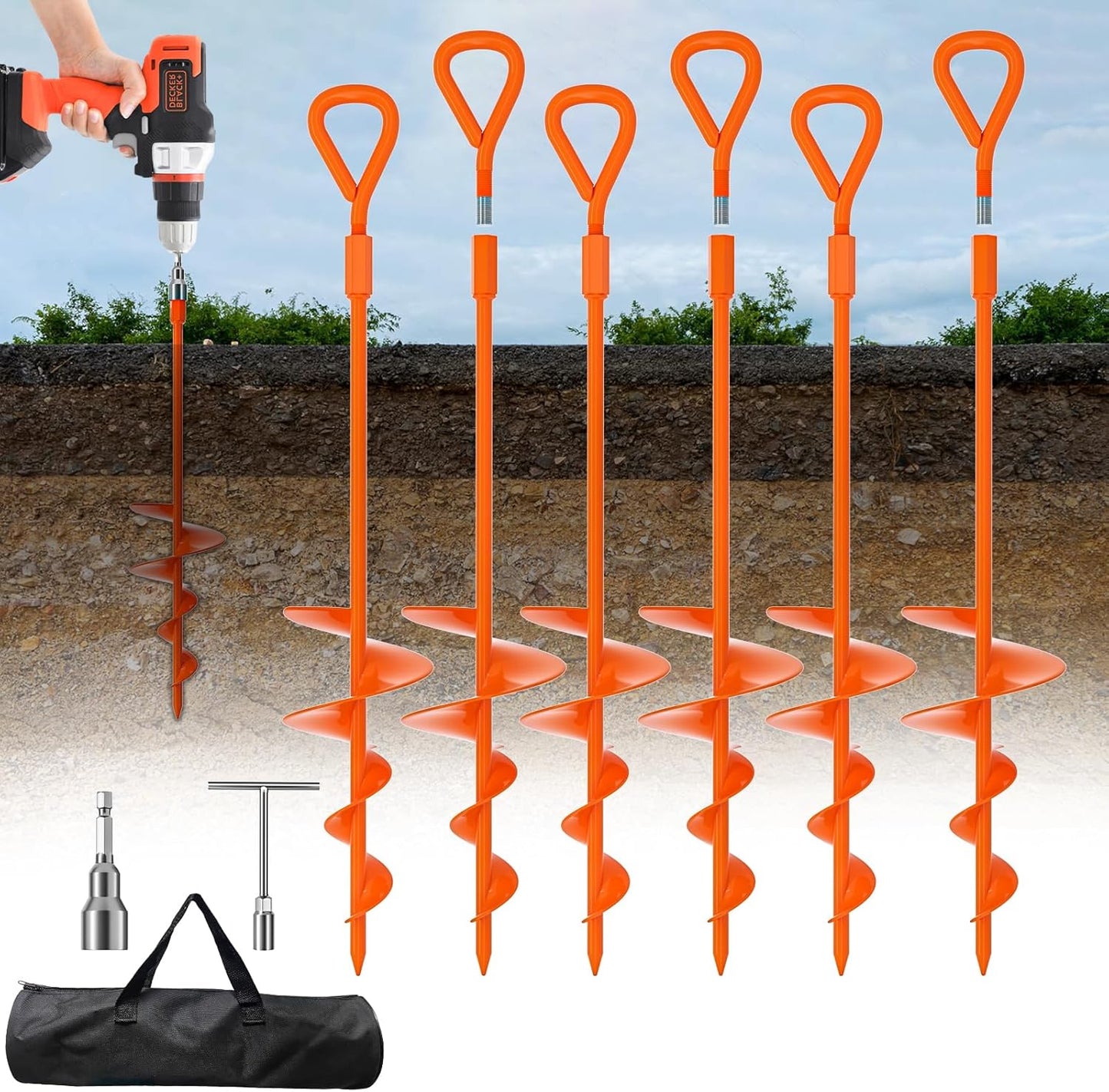 Heavy Duty Ground Anchor Kit for Tents, Trampolines, and More