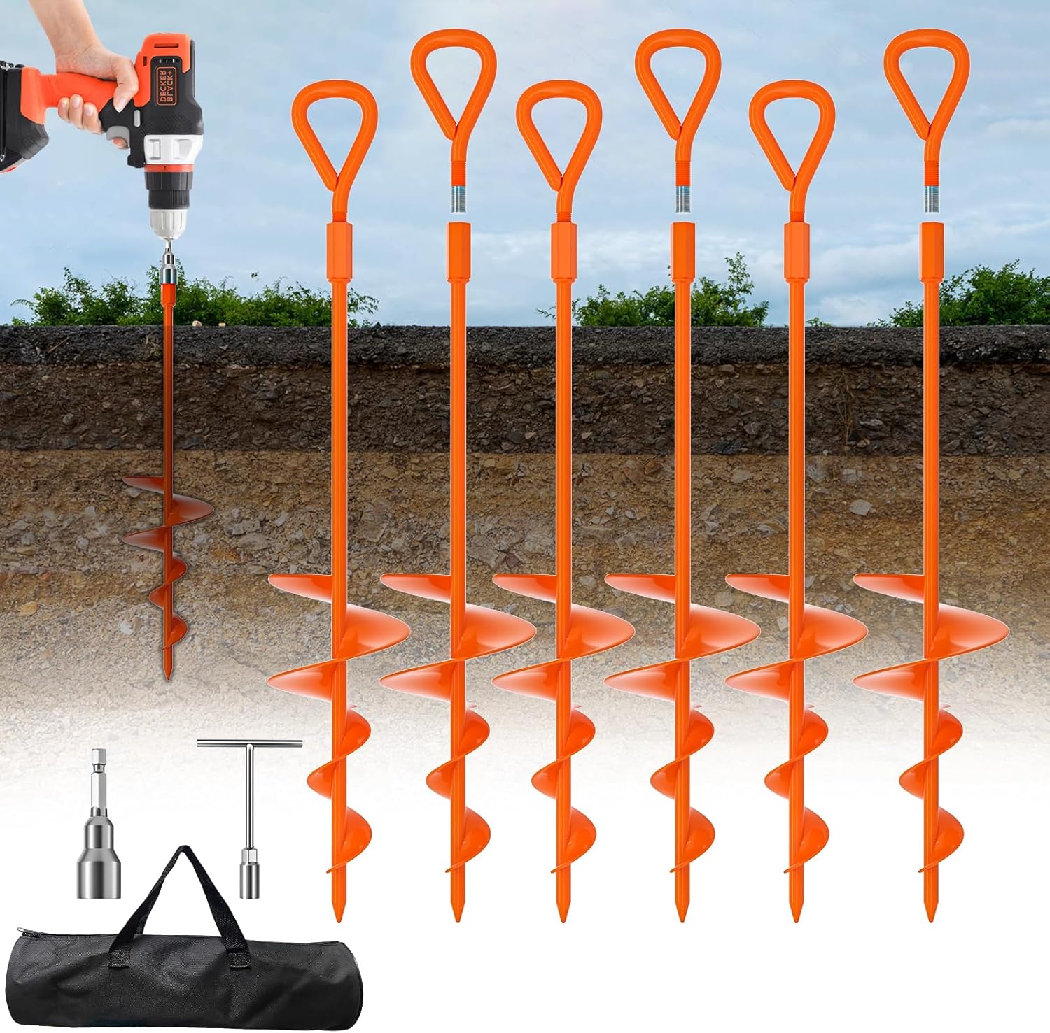 Heavy Duty Ground Anchor Kit for Tents, Trampolines, and More
