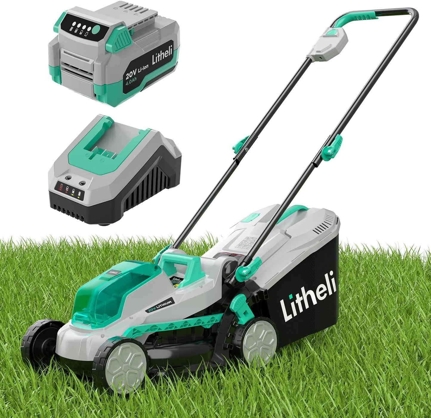Litheli Cordless 13 Inch Lawn Mower with Brushless Motor Power