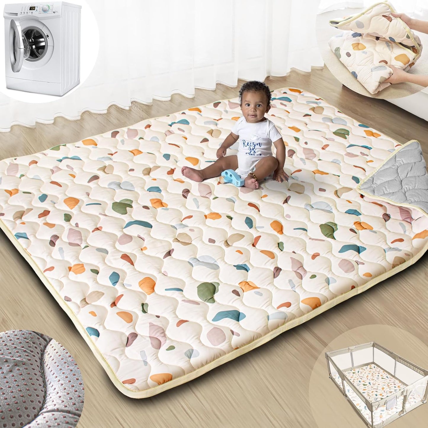 Baby Play Mats for Floor, 71x59 Super Soft & Washable Mat