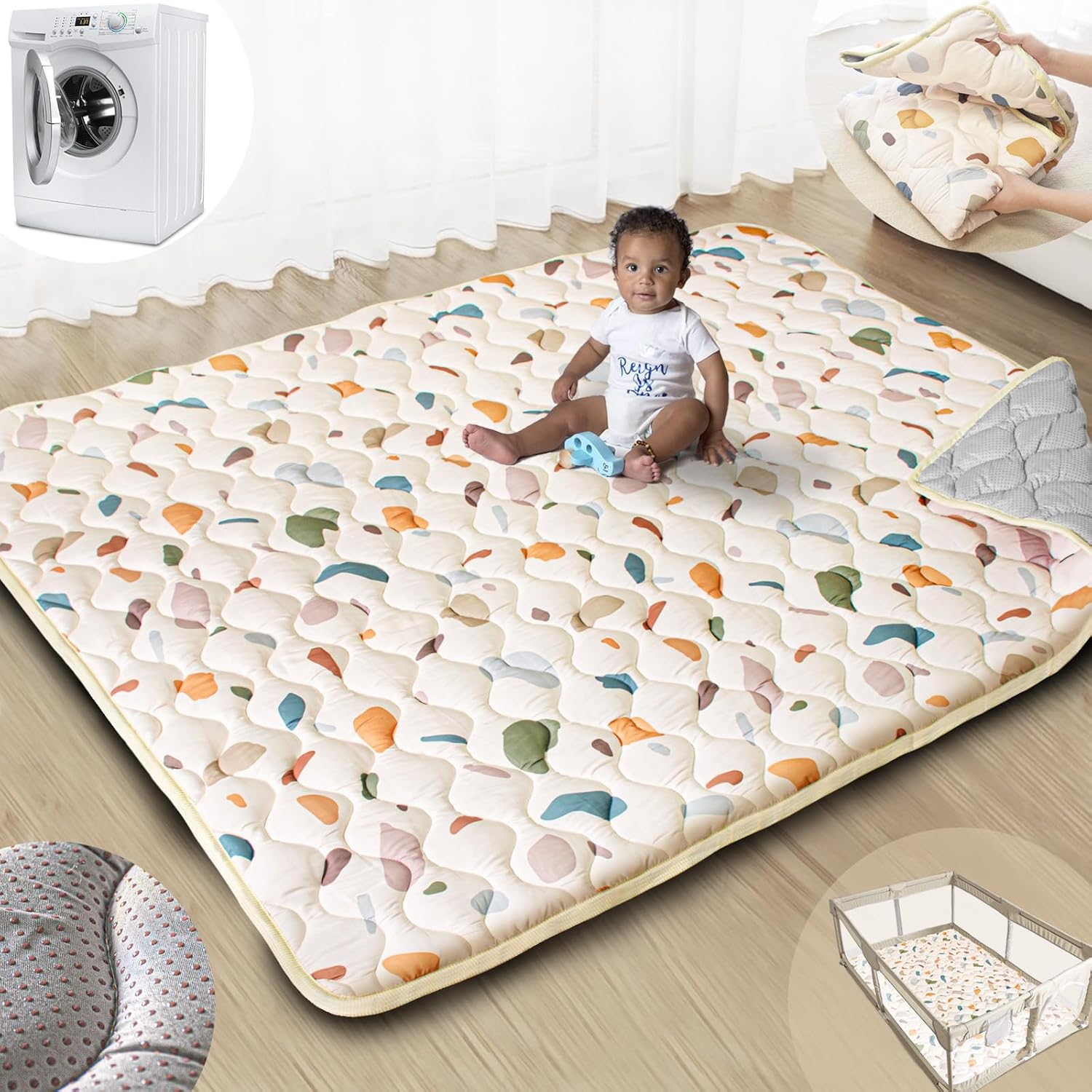 Baby Play Mats for Floor, 71x59 Super Soft & Washable Mat