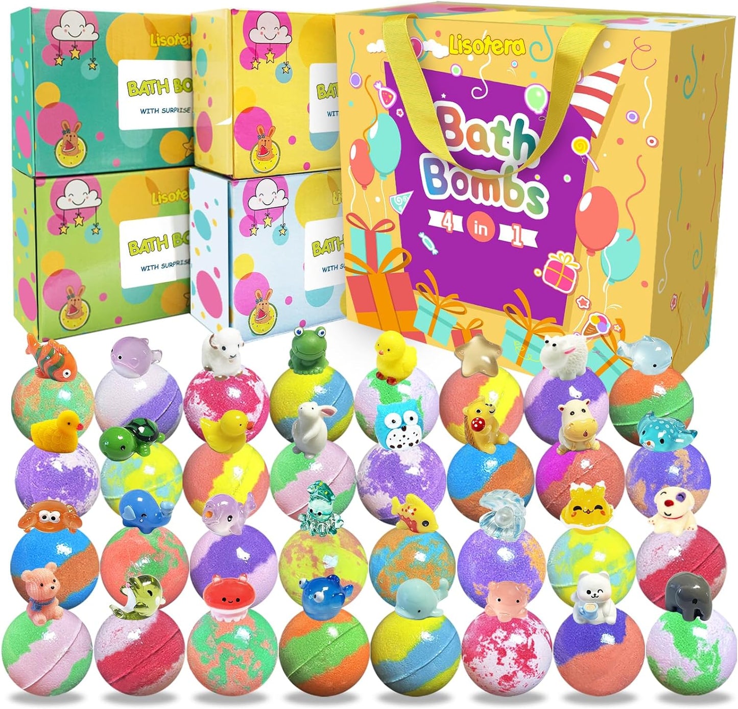 32pk Kids Bath Bombs: Surprise Animal Toys!