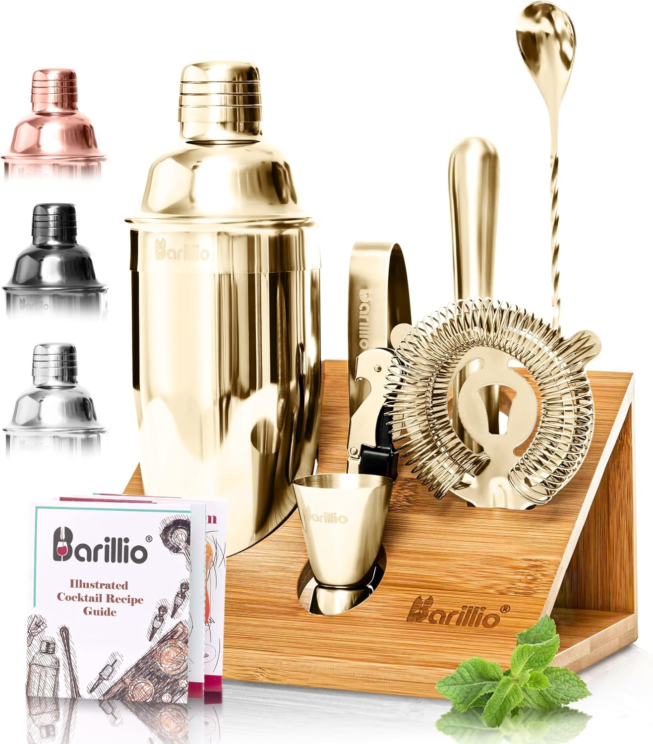 Barillio Gold Bartender Kit - 10-Pc Stainless Steel Set