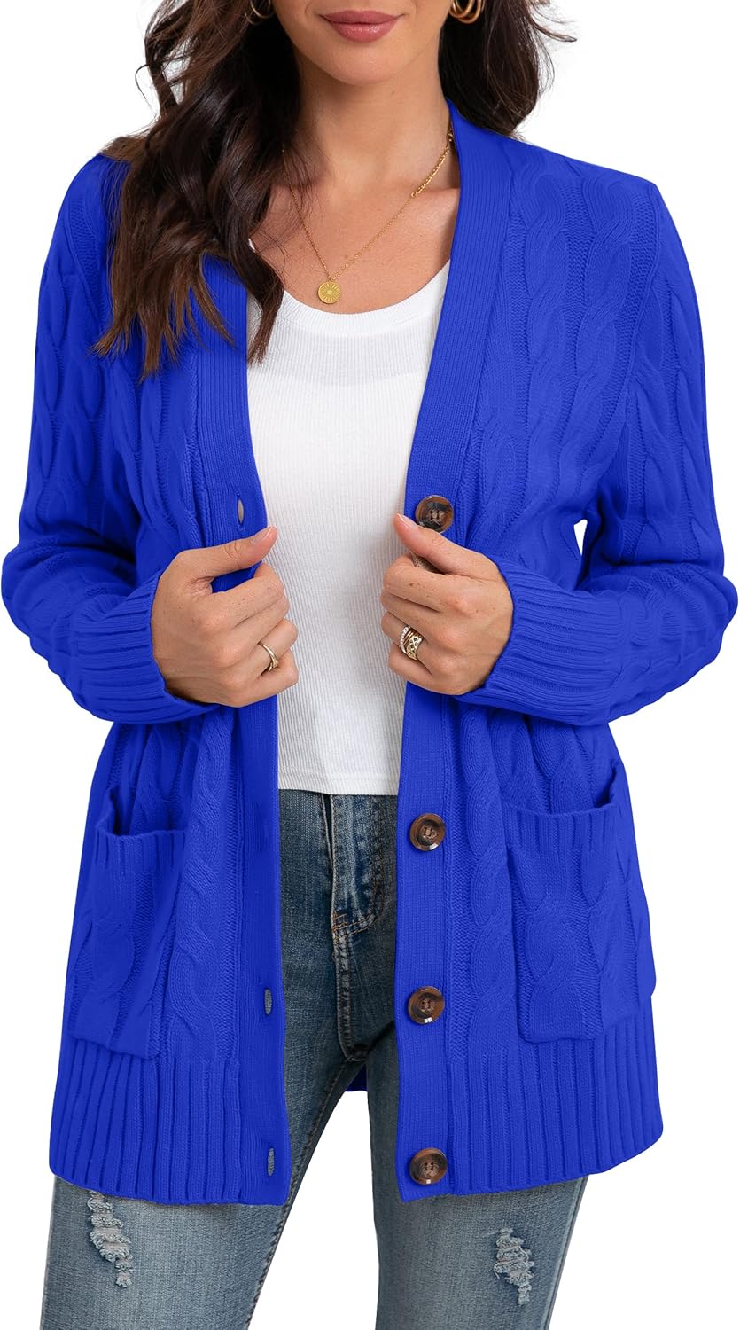 GRECERELLE Women's Long Sleeve Loose Knit Cardigan Sweater