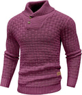 Mens Casual Pullover Turtleneck Cable Knit V Neck Sweater - Warm, Soft