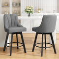 24in Counter Height Swivel Bar Stools Set of 2 - Dark Gray Fabric