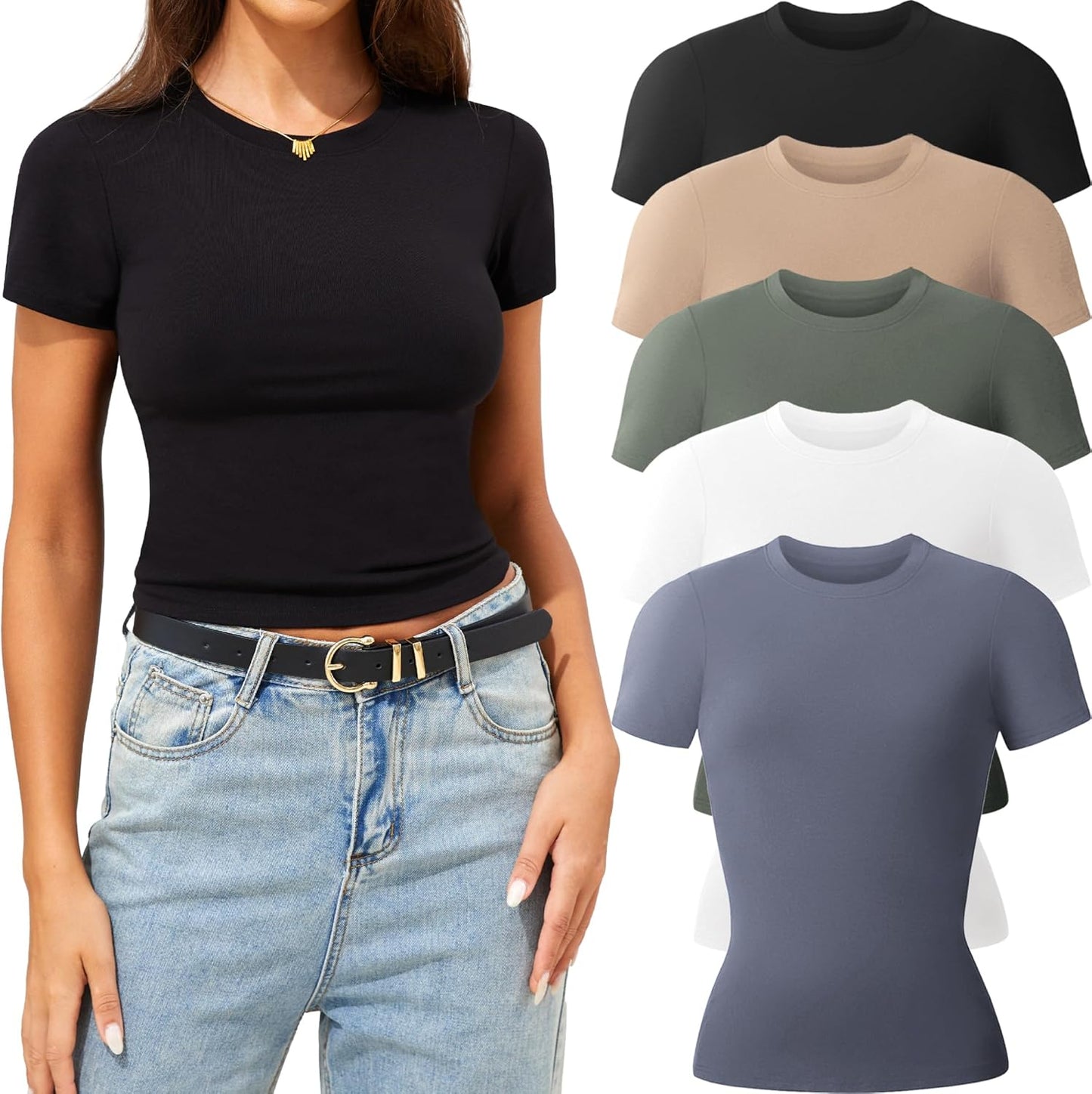 CE' CERDR Womens T Shirts Crew Neck Short Sleeve Casual Tops