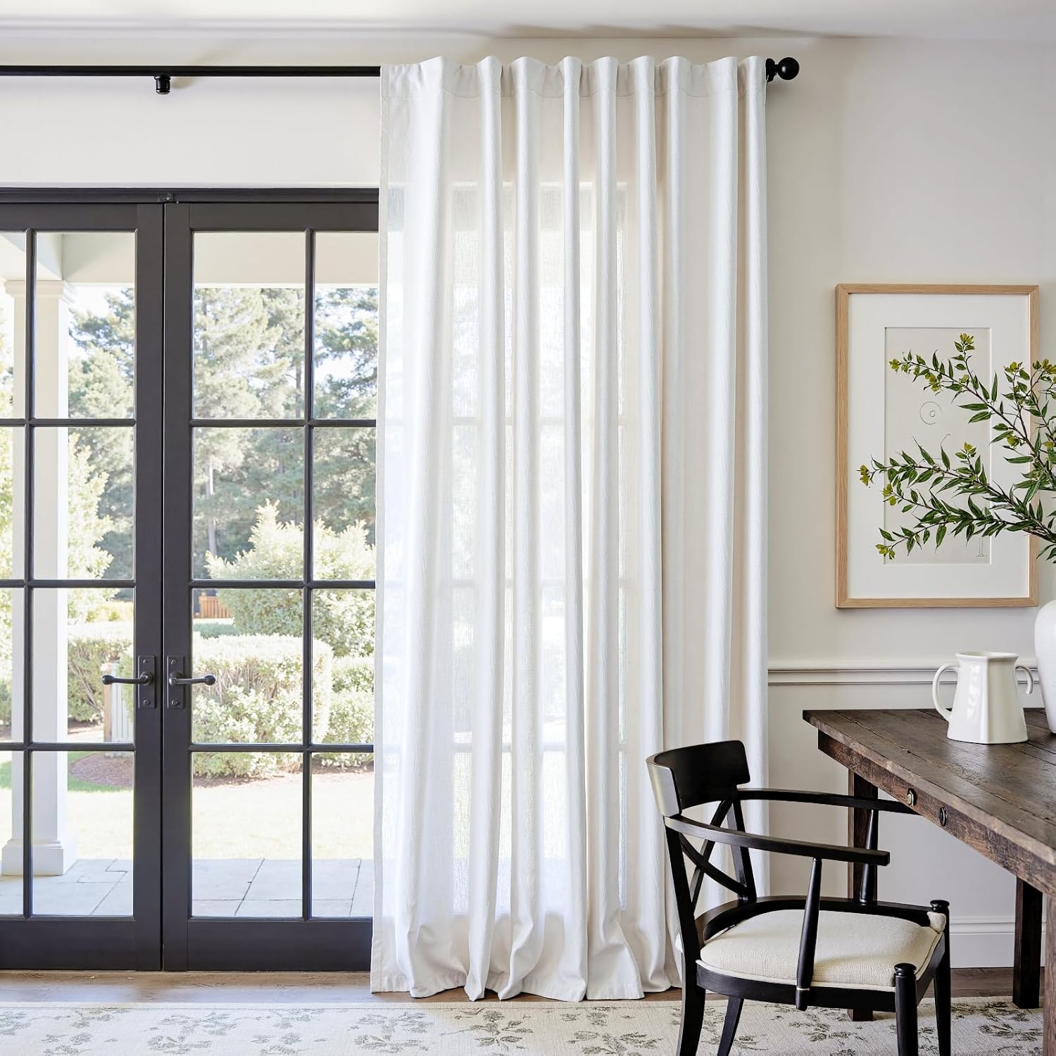 Linen Blend Curtain 96 Inch Length for Bedroom Living Room