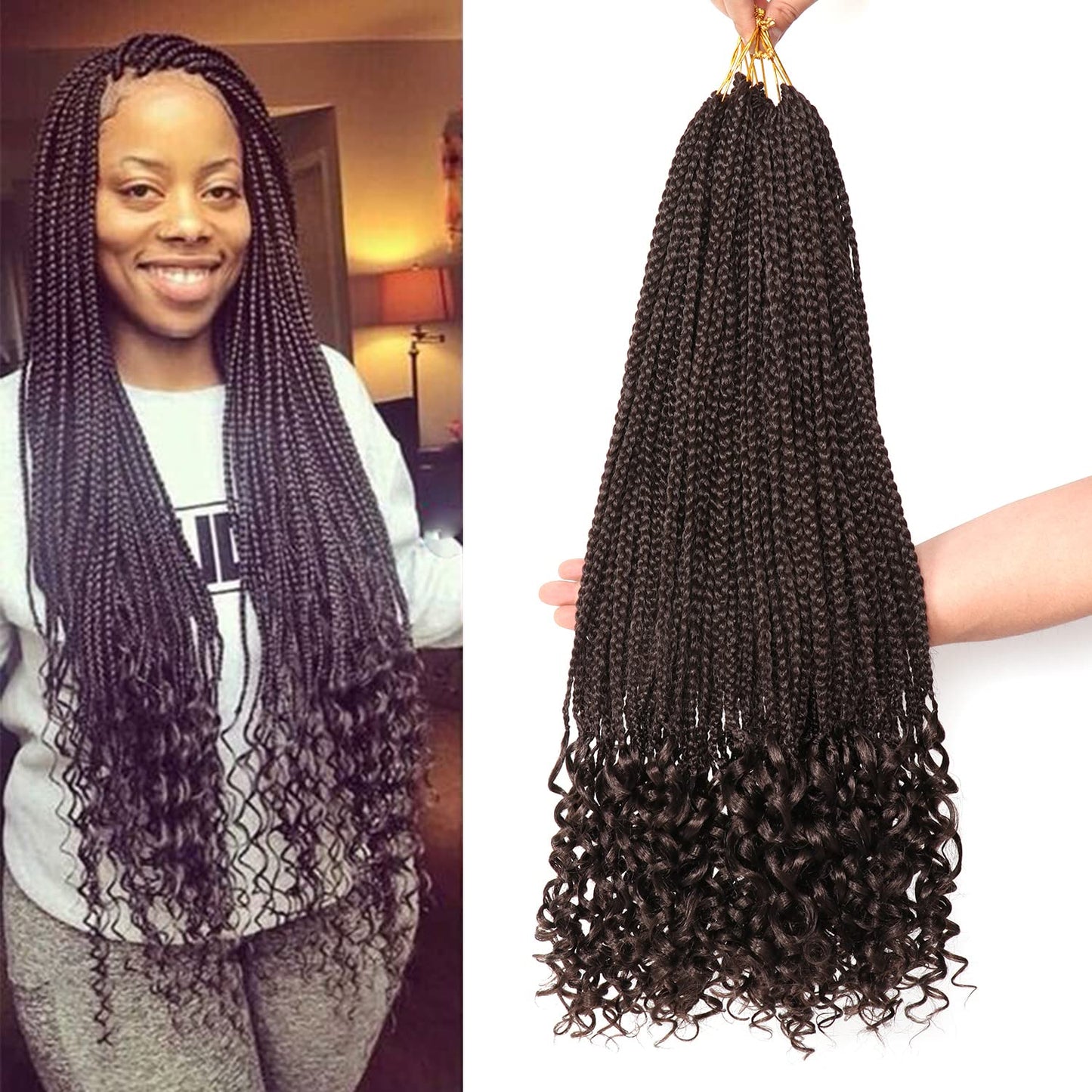24 Inch Boho Goddess Box Braids Crochet Hair for Black Women