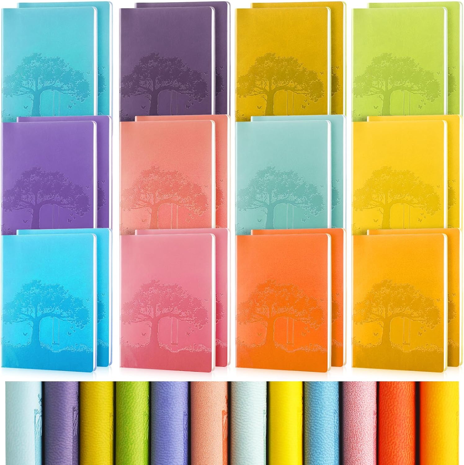 TaoBary A5 PU Leather Journals 24 Pcs Colorful Tree