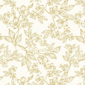 Floral Wallpaper Peel and Stick Vintage Flower Beige and Gold