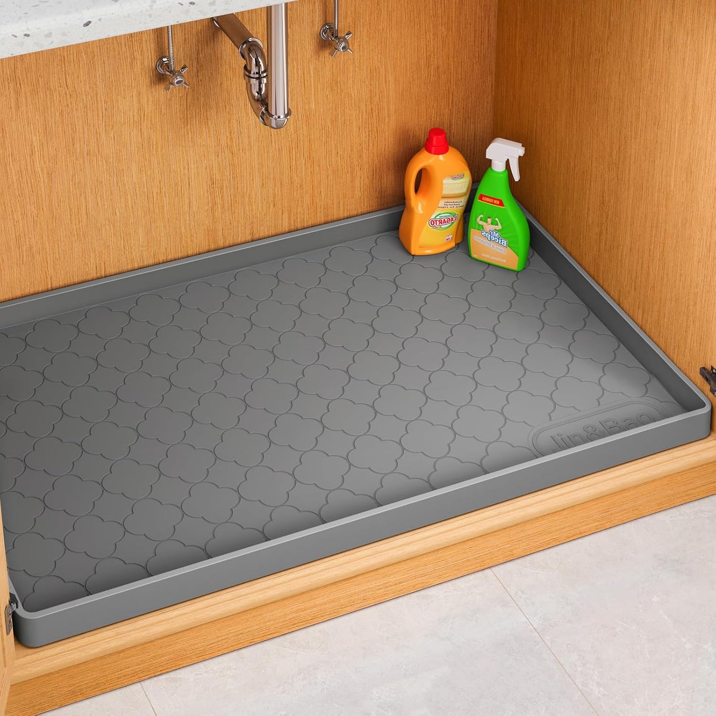 Jin&Bao Waterproof Under Sink Mat for Kitchen and Bathroom Use