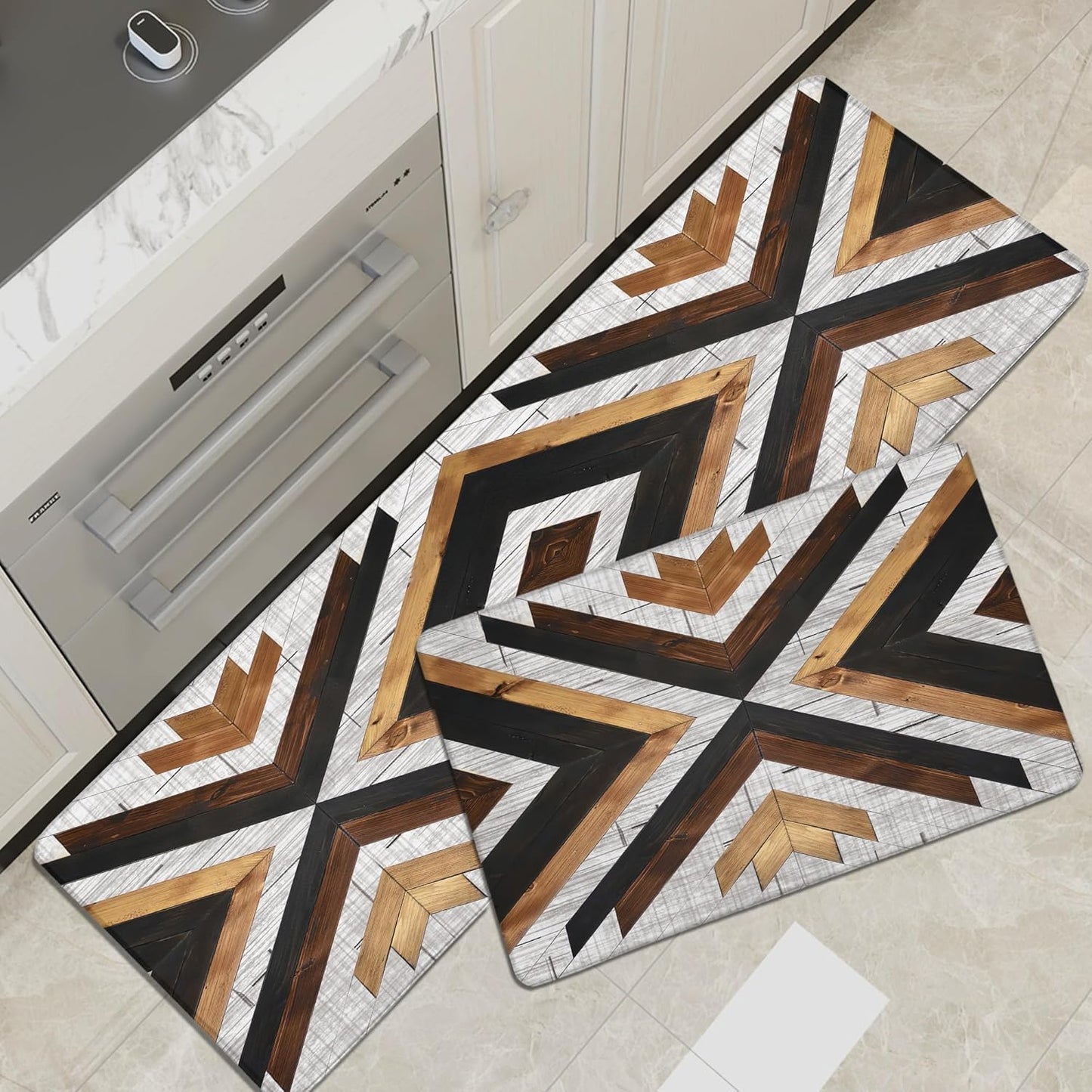 Boho Aztec Kitchen Rugs Mats Set of 2 for Comfort & Style