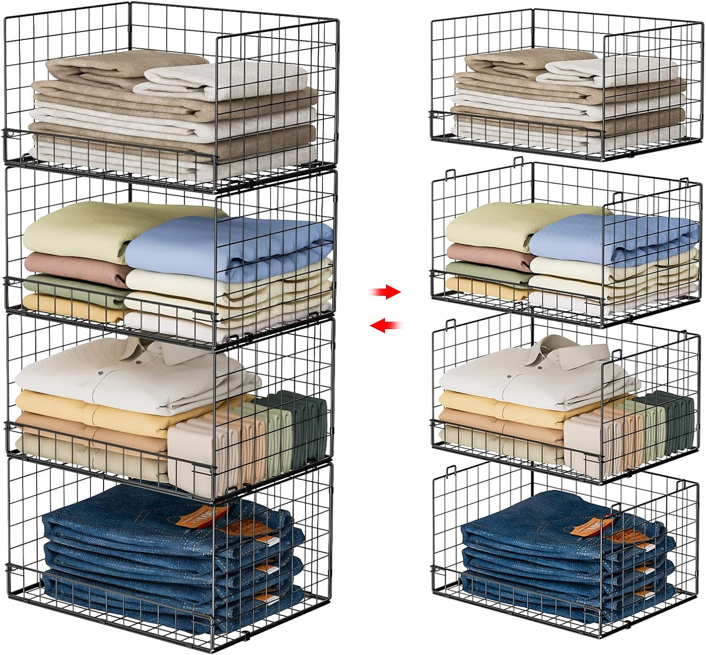 4-Tier Stackable Closet Organizers for Efficient Storage Solutions