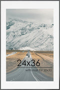 24x36 Metal Picture Frame For Wall With Mat - Minimalist Black