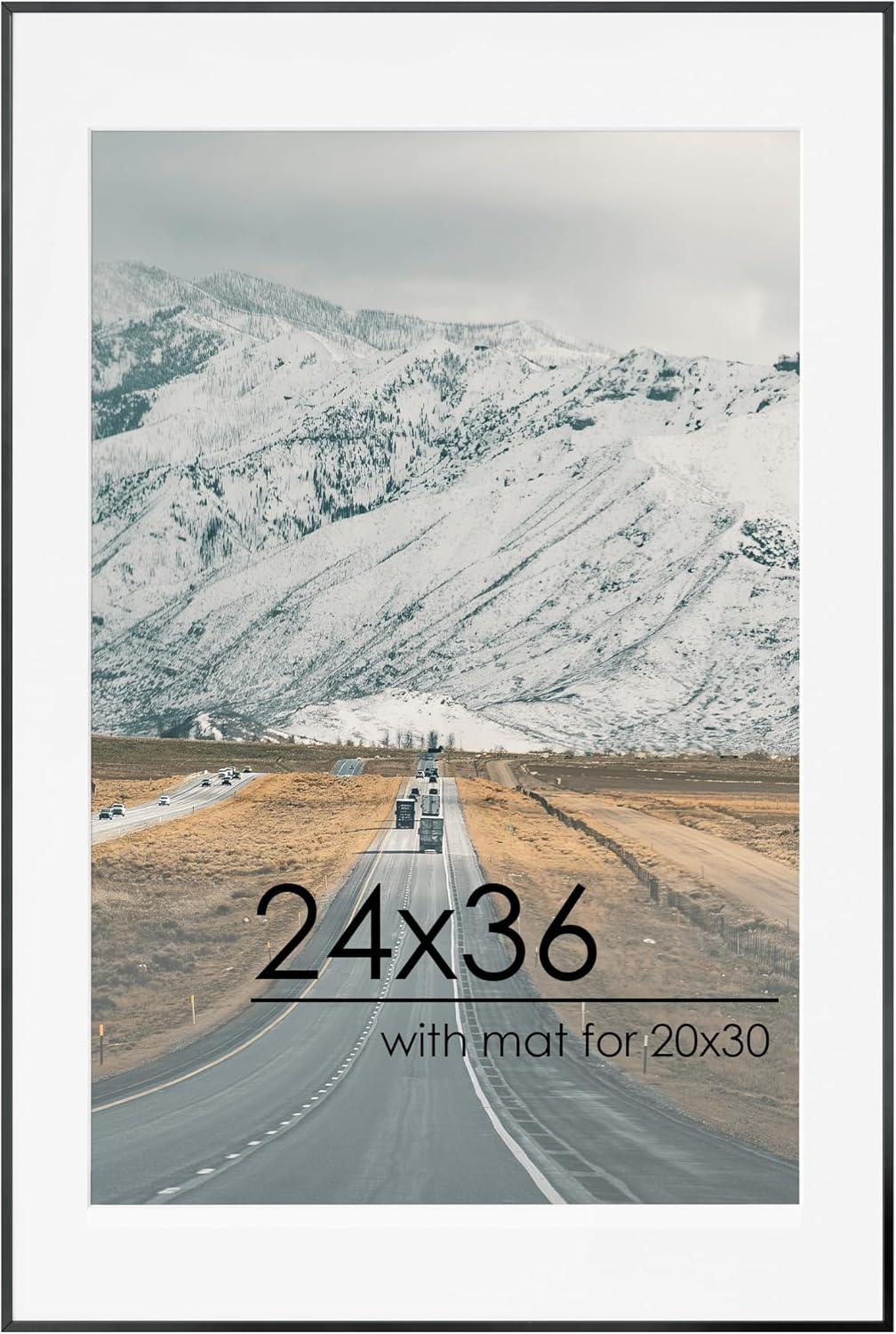 24x36 Metal Picture Frame for Wall with Mat for 20x30 Photos
