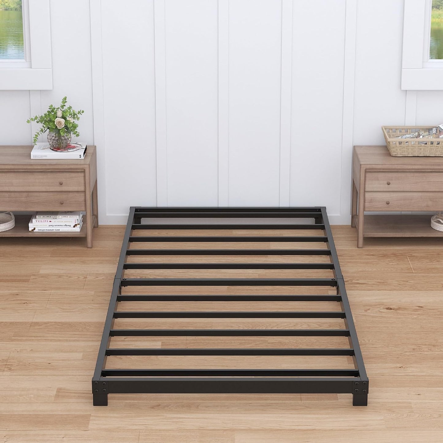4 Inch Twin XL Bed Frame Low Profile, No Box Spring Needed