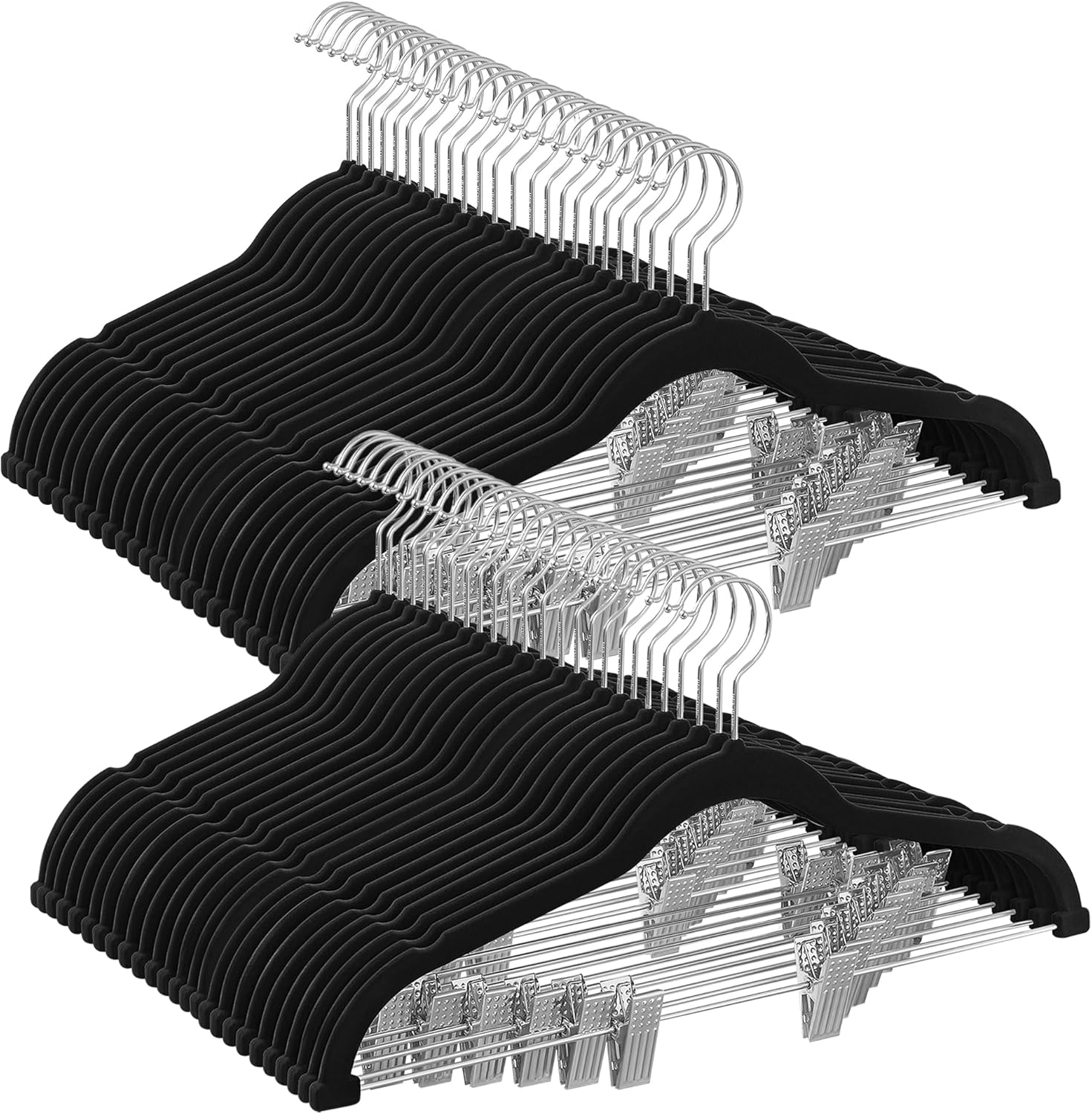 SONGMICS Velvet Hangers 50-Pack for Pants and Skirts, Space-Saving