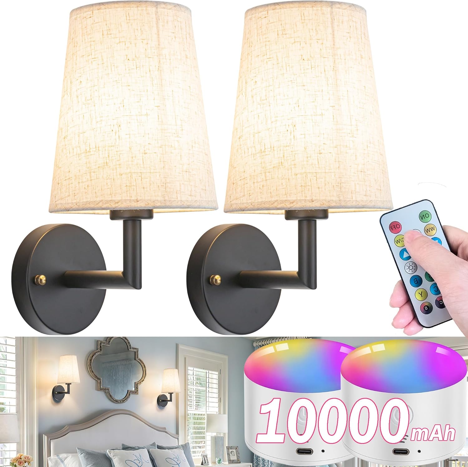 Battery Operated Wall Sconce with Remote Control for Indoor Use