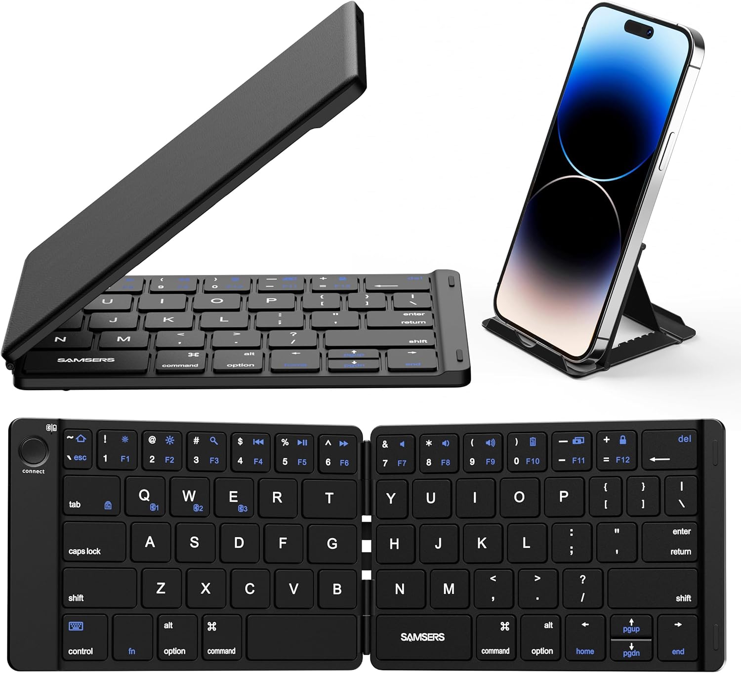 Samsers Portable Bluetooth Keyboard: Connect 3 Devices Easily