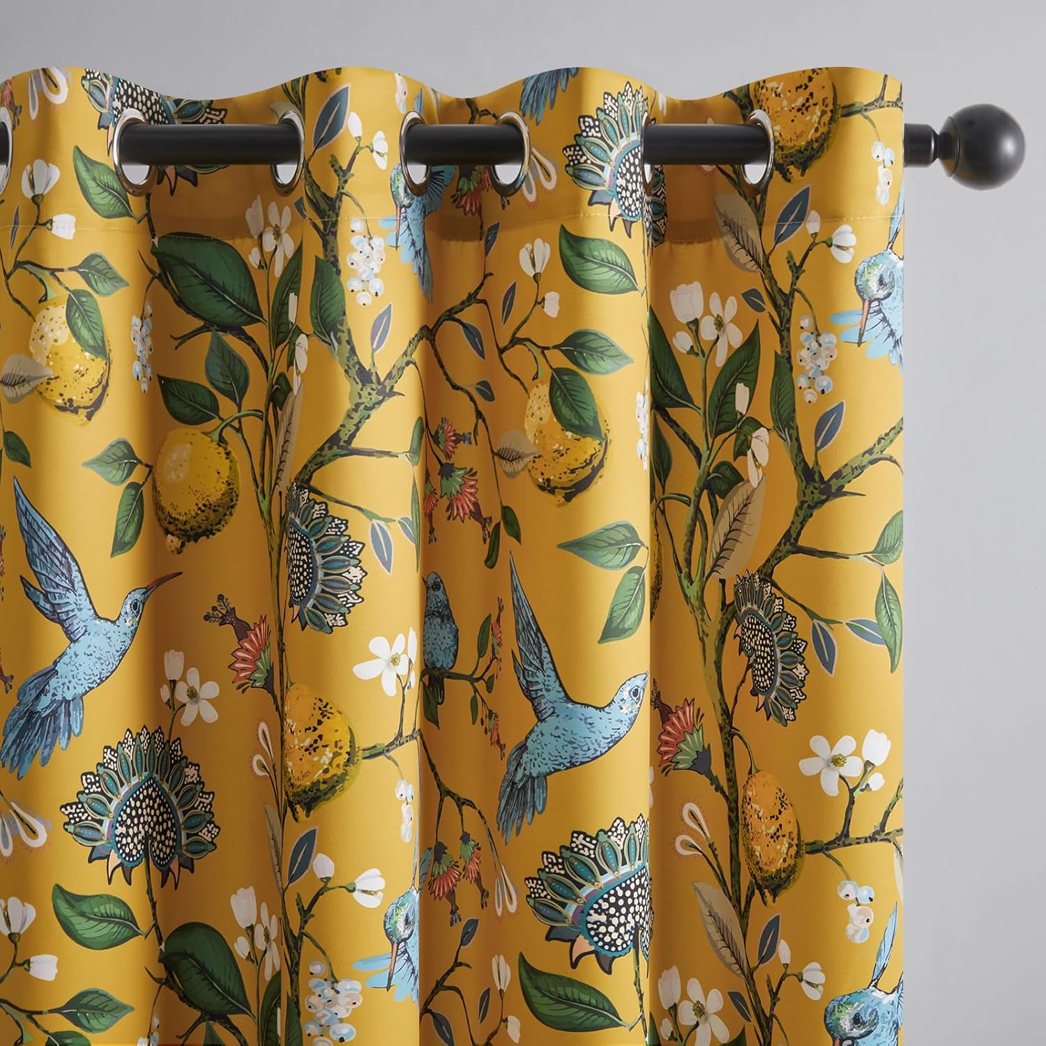 Elegant 94 Inches Long Custom Satin Hummingbird Window Curtains