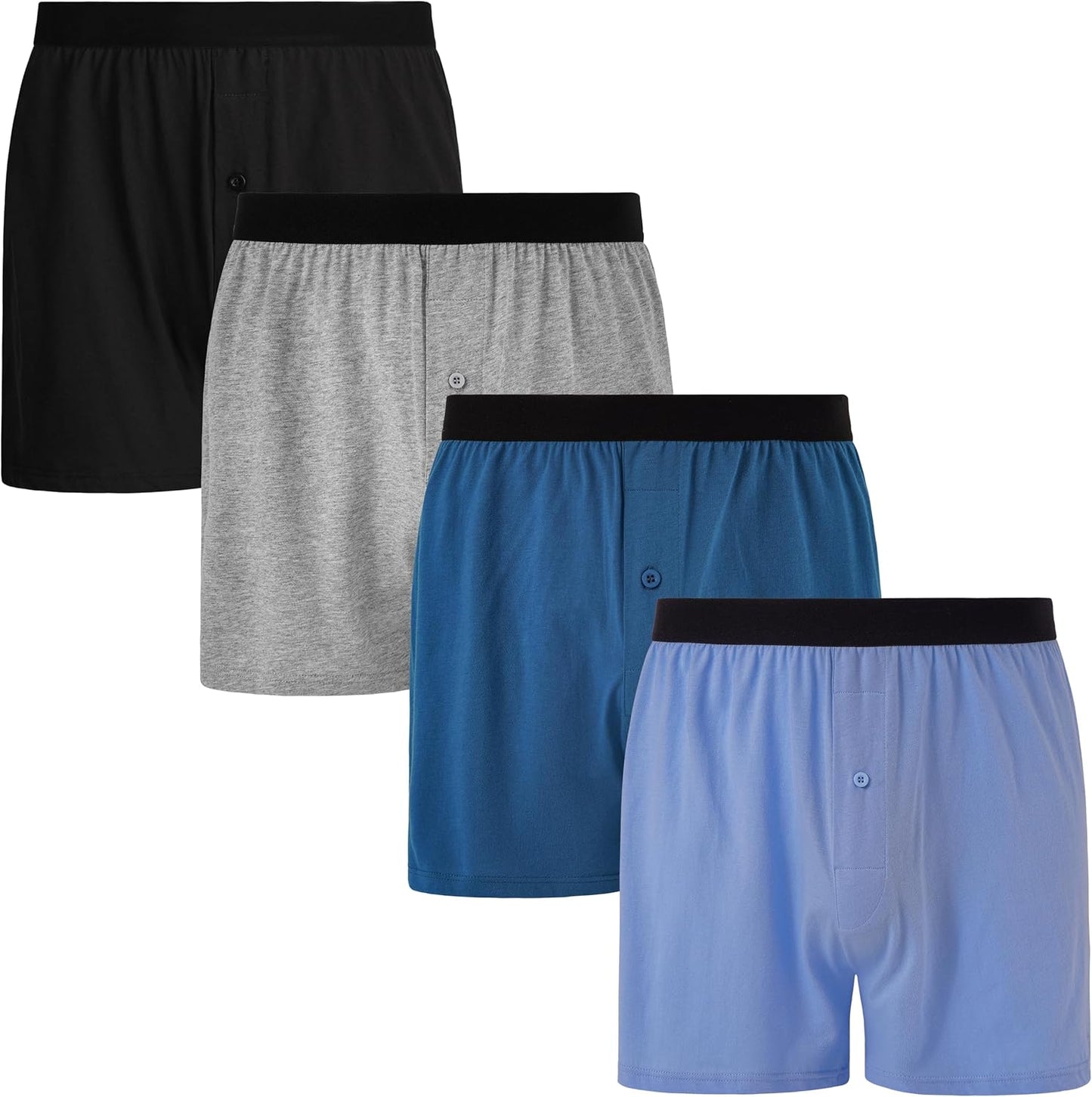 INNERSY Men's Boxer Shorts Loose Fit Cotton Boxers 4 Pack