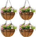14 in Metal Hanging Baskets 4 Pack - Rustic Round Wire Planters