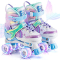 Mermaid Light Up Roller Skates for Girls - Adjustable 4 Sizes