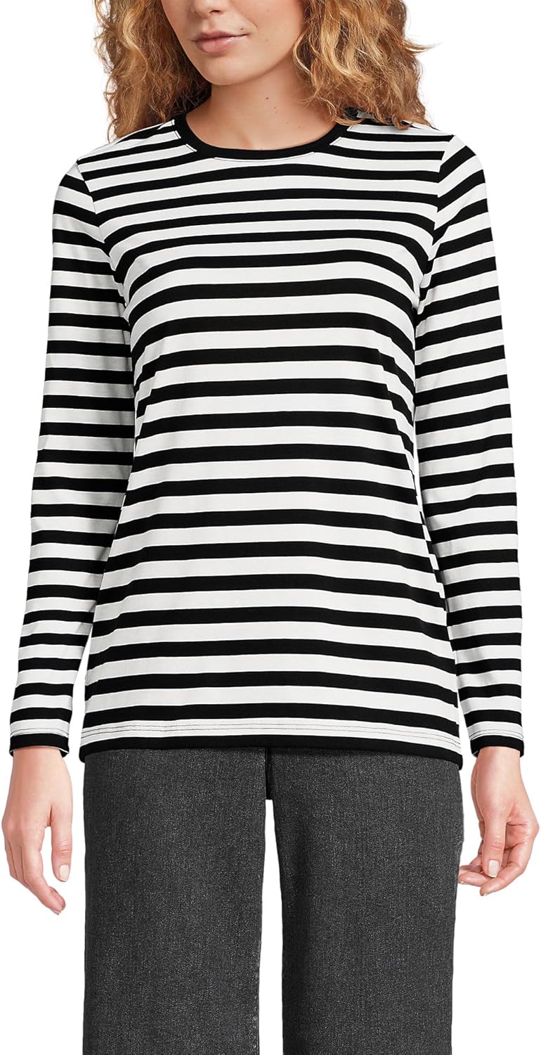 Relaxed Supima Cotton Long Sleeve Crew Neck T-Shirt for Women