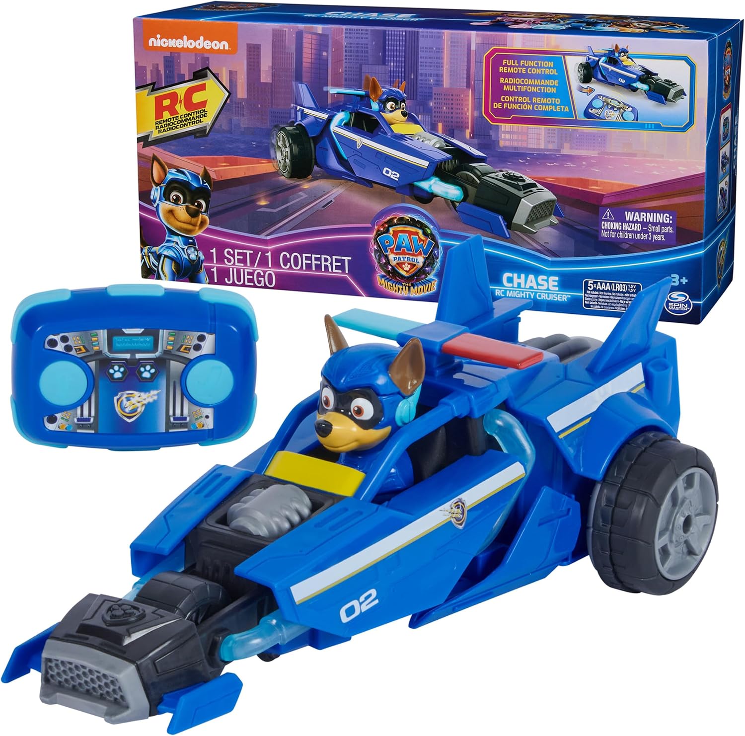 Paw Patrol Remote Control Car - Molded Mighty Pups Chase, Spin Master