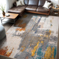 Kelarea Living Room Rug 6x9 - Modern Abstract Washable Grey Vintage