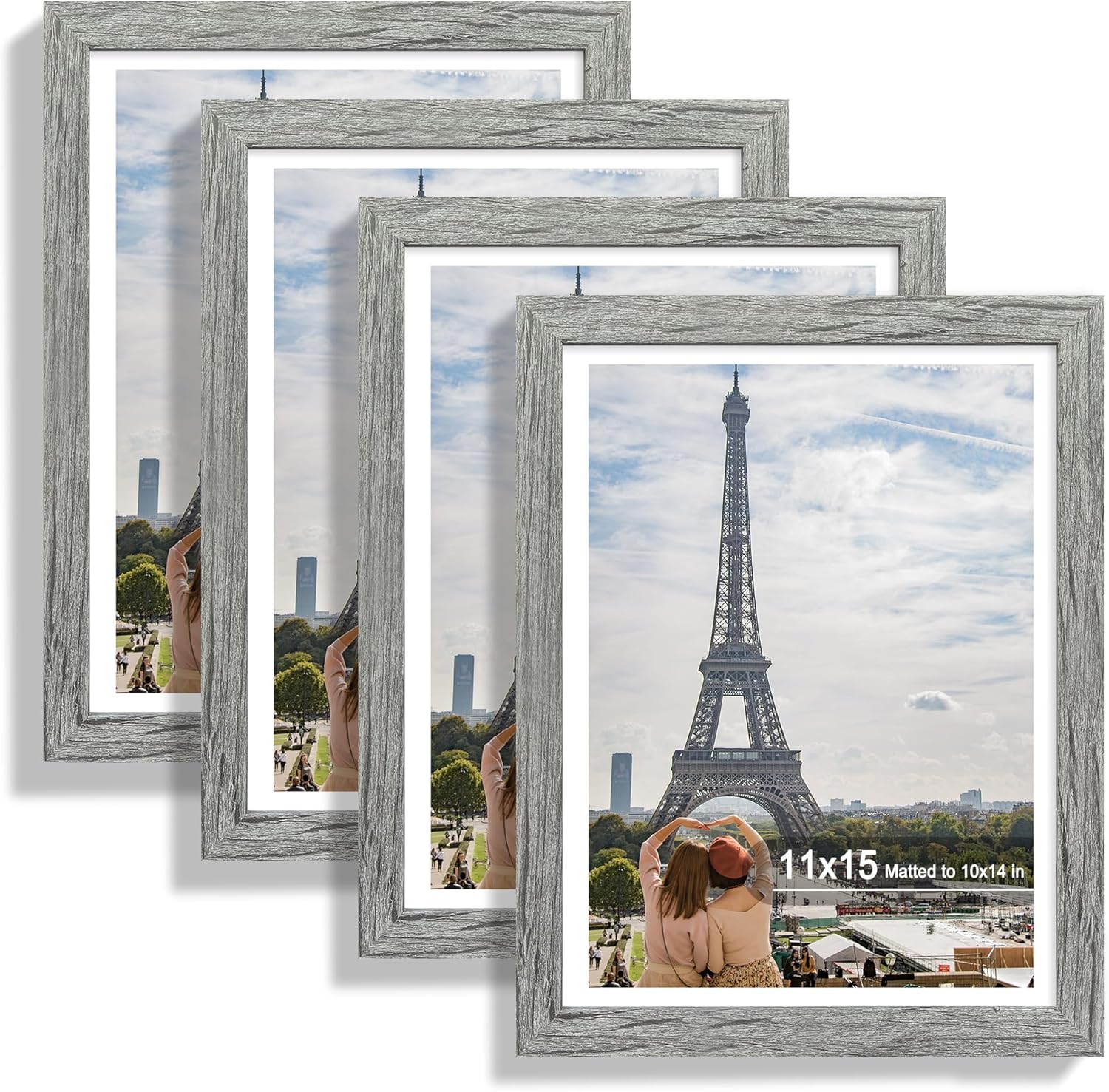 11x15 Picture Frame Set of 4 for Wall Mounting - Grey Frame