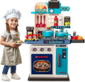 Kids Kitchen Playset 53pcs Cooking Stove and Sink - Real Lights