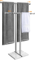 Standing Towel Rack 40in with Weighted Marble Base - Adjustable Height