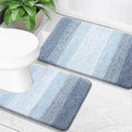 Blue 2-Piece Bathroom Rug Set 30x20 + 24x20 - Plush Microfiber Mats