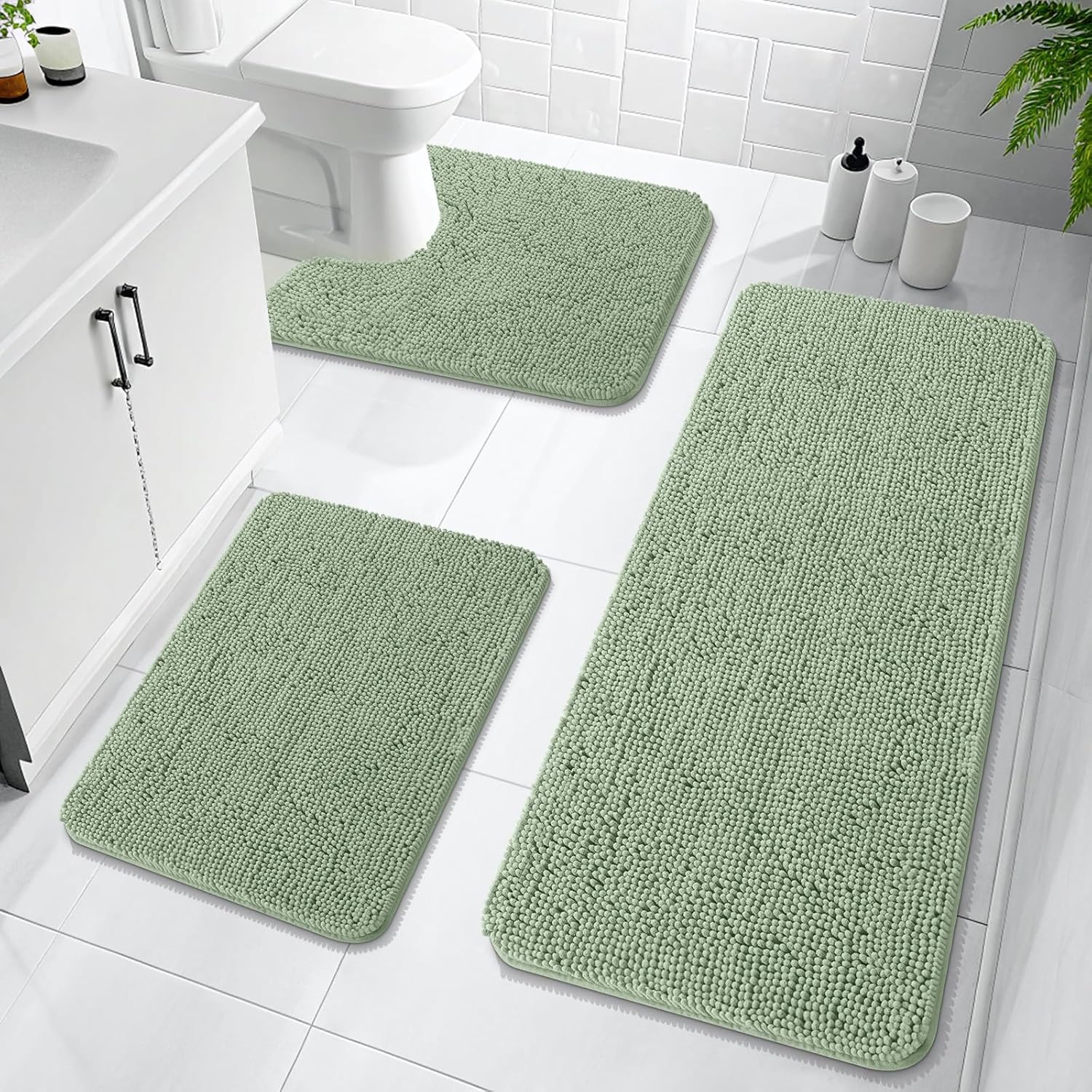 OLANLY Chenille Bath Mats Set for Ultimate Bathroom Comfort