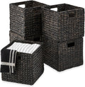 Cube Storage Baskets 12x12 Pack of 5 - Collapsible Hyacinth Organizers