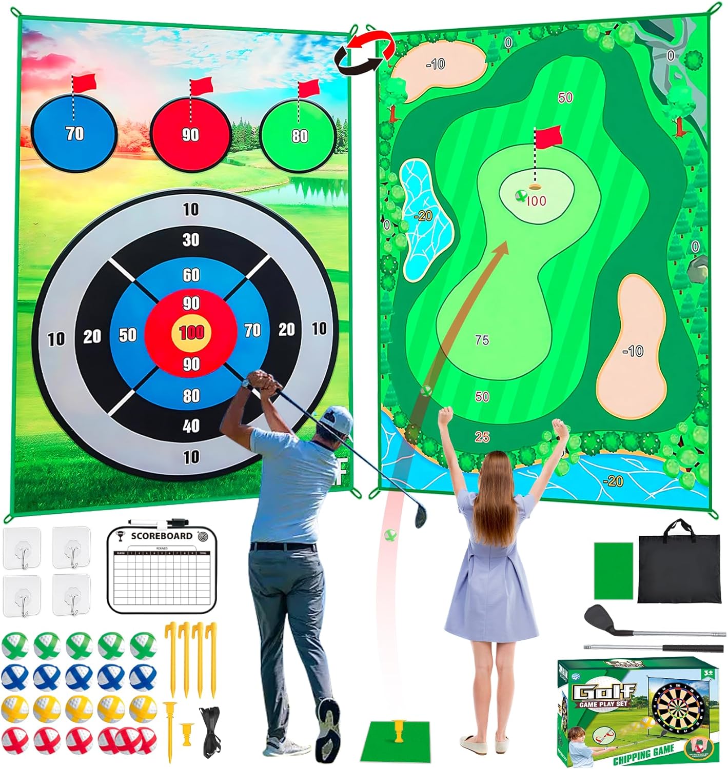 Improve Your Chip Shots Anywhere with Golf Chipping Game & Mat Set